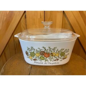 Vtg CORNING WARE A-3-B 3 QUART CASSEROLE DISH W/ PYREX A9C LID-SPICE OF LIFE (84